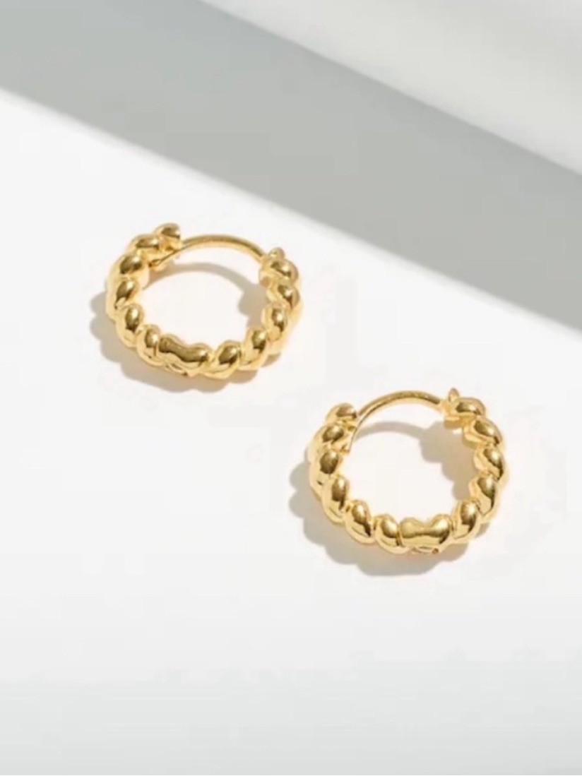 New! 18k Gold Plated Puffy Huggie Hoop Earrings (2011) Nwot